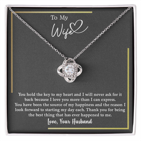 My Wife | My Happiness - Love Knot Necklace